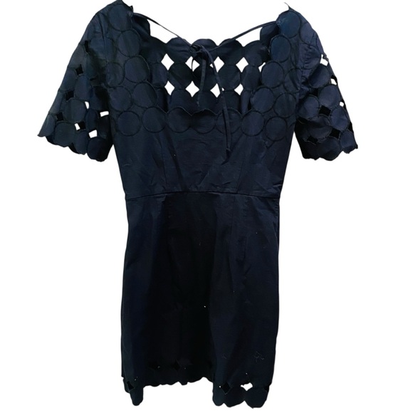 Anthropologie NWT Black Cutwork Mini Shift Dress Size 4 - Picture 5 of 9